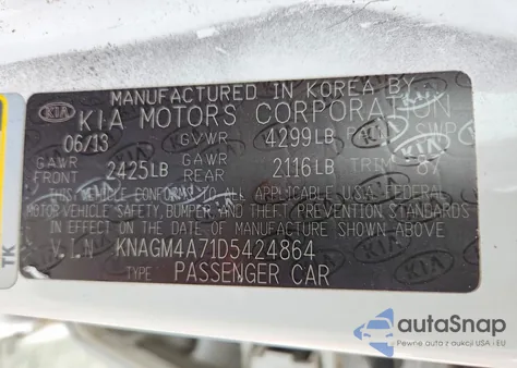 2013 Kia Optima Lx from USA, damaged, VIN KNAGM4A71D5424864